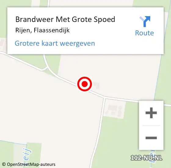 Locatie op kaart van de 112 melding: Brandweer Met Grote Spoed Naar Rijen, Flaassendijk op 9 december 2024 22:08