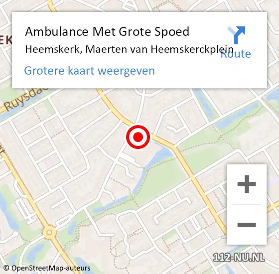 Locatie op kaart van de 112 melding: Ambulance Met Grote Spoed Naar Heemskerk, Maerten van Heemskerckplein op 9 december 2024 22:42