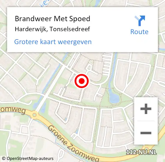 Locatie op kaart van de 112 melding: Brandweer Met Spoed Naar Harderwijk, Tonselsedreef op 9 december 2024 22:49