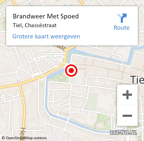 Locatie op kaart van de 112 melding: Brandweer Met Spoed Naar Tiel, Chasséstraat op 10 december 2024 00:57