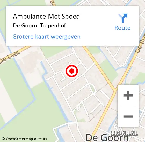 Locatie op kaart van de 112 melding: Ambulance Met Spoed Naar De Goorn, Tulpenhof op 10 december 2024 01:50