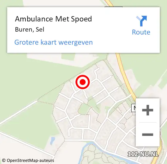 Locatie op kaart van de 112 melding: Ambulance Met Spoed Naar Buren, Sel op 29 oktober 2014 20:37