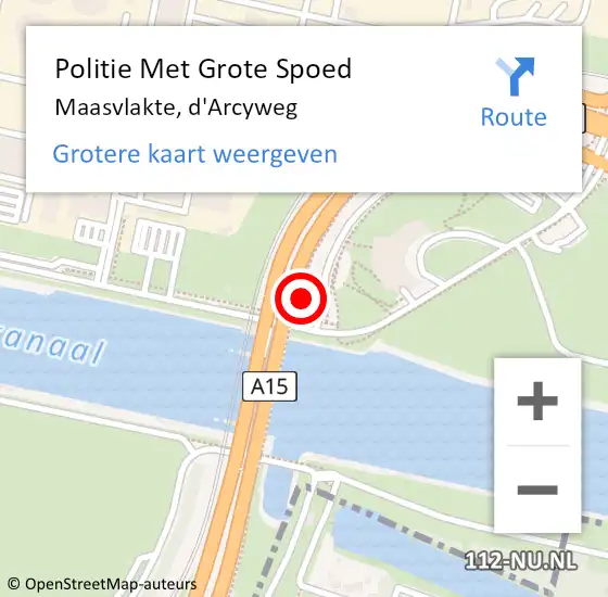 Locatie op kaart van de 112 melding: Politie Met Grote Spoed Naar Maasvlakte, d'Arcyweg op 10 december 2024 02:08