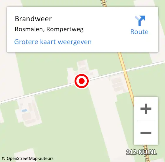 Locatie op kaart van de 112 melding: Brandweer Rosmalen, Rompertweg op 29 oktober 2014 20:42