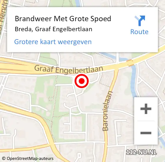 Locatie op kaart van de 112 melding: Brandweer Met Grote Spoed Naar Breda, Graaf Engelbertlaan op 10 december 2024 03:48