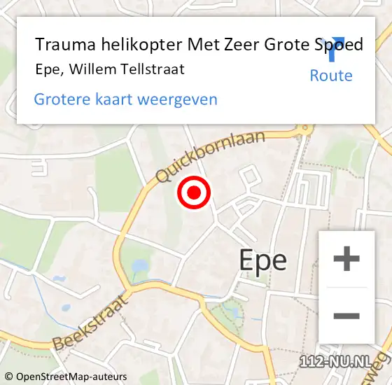 Locatie op kaart van de 112 melding: Trauma helikopter Met Zeer Grote Spoed Naar Epe, Willem Tellstraat op 10 december 2024 06:24