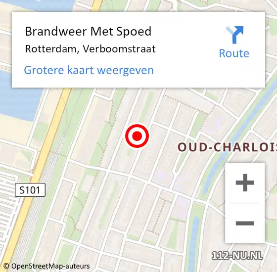 Locatie op kaart van de 112 melding: Brandweer Met Spoed Naar Rotterdam, Verboomstraat op 10 december 2024 06:40