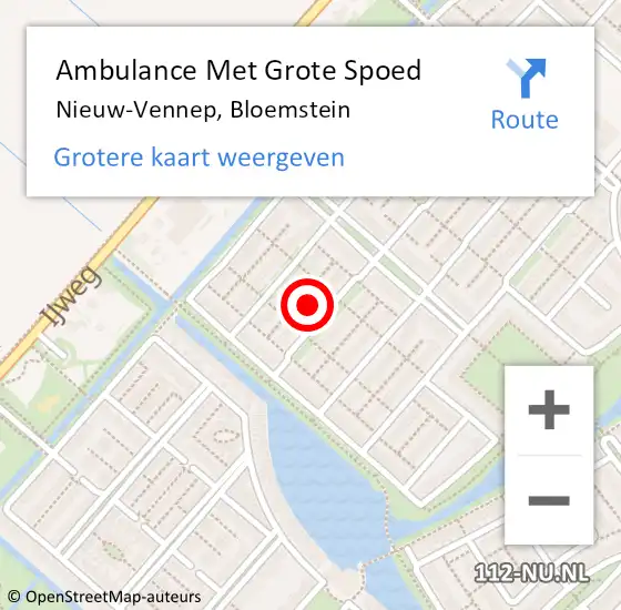 Locatie op kaart van de 112 melding: Ambulance Met Grote Spoed Naar Nieuw-Vennep, Bloemstein op 10 december 2024 07:22