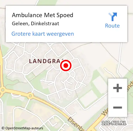 Locatie op kaart van de 112 melding: Ambulance Met Spoed Naar Geleen, Dinkelstraat op 29 oktober 2014 20:52