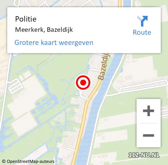 Locatie op kaart van de 112 melding: Politie Meerkerk, Bazeldijk op 10 december 2024 07:49