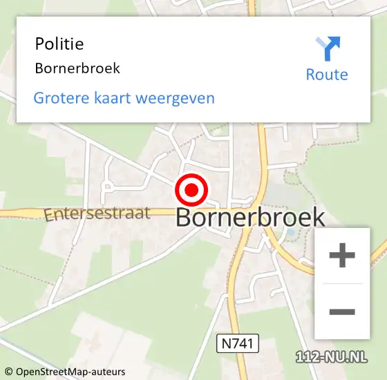 Locatie op kaart van de 112 melding: Politie Bornerbroek op 10 december 2024 07:55