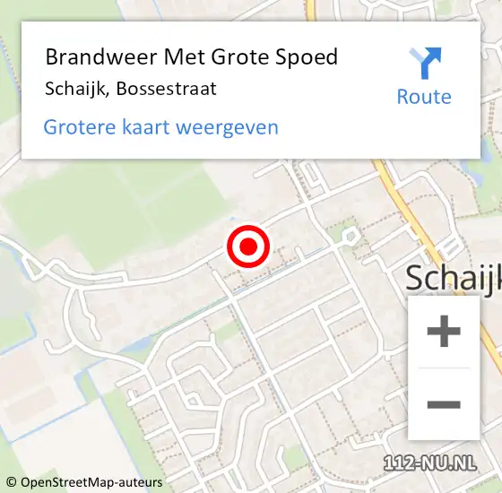 Locatie op kaart van de 112 melding: Brandweer Met Grote Spoed Naar Schaijk, Bossestraat op 10 december 2024 08:45