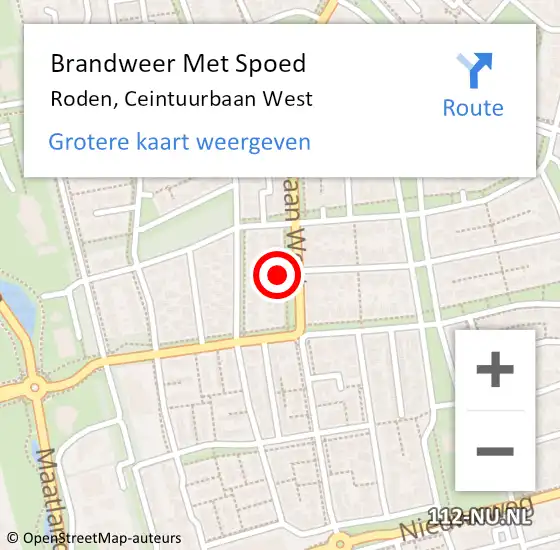 Locatie op kaart van de 112 melding: Brandweer Met Spoed Naar Roden, Ceintuurbaan West op 10 december 2024 08:49