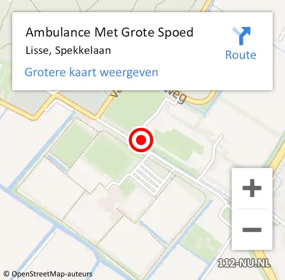 Locatie op kaart van de 112 melding: Ambulance Met Grote Spoed Naar Lisse, Spekkelaan op 10 december 2024 09:22