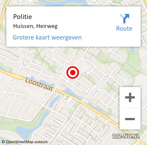 Locatie op kaart van de 112 melding: Politie Huissen, Heirweg op 10 december 2024 09:27