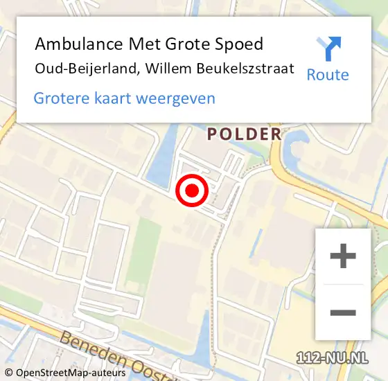 Locatie op kaart van de 112 melding: Ambulance Met Grote Spoed Naar Oud-Beijerland, Willem Beukelszstraat op 10 december 2024 09:33