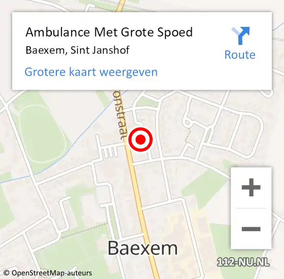 Locatie op kaart van de 112 melding: Ambulance Met Grote Spoed Naar Baexem, Sint Janshof op 19 oktober 2013 09:30