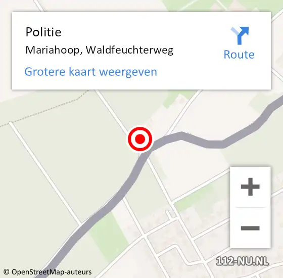 Locatie op kaart van de 112 melding: Politie Maria-hoop, Waldfeuchterweg op 10 december 2024 09:53