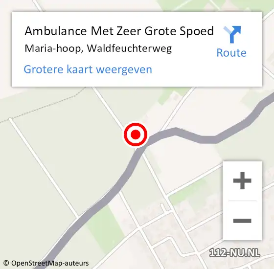 Locatie op kaart van de 112 melding: Ambulance Met Zeer Grote Spoed Naar Maria-hoop, Waldfeuchterweg op 10 december 2024 09:53