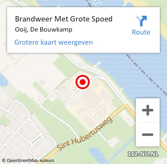 Locatie op kaart van de 112 melding: Brandweer Met Grote Spoed Naar Ooij, De Bouwkamp op 10 december 2024 09:58