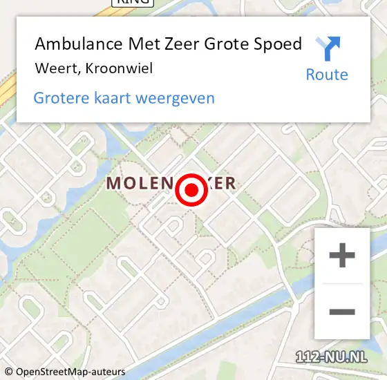 Locatie op kaart van de 112 melding: Ambulance Met Zeer Grote Spoed Naar Weert, Kroonwiel op 10 december 2024 10:07