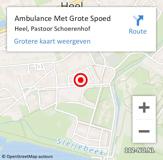 Locatie op kaart van de 112 melding: Ambulance Met Grote Spoed Naar Heel, Pastoor Schoerenhof op 10 december 2024 11:08