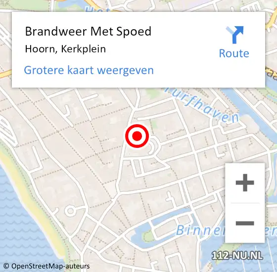 Locatie op kaart van de 112 melding: Brandweer Met Spoed Naar Hoorn, Kerkplein op 10 december 2024 11:22