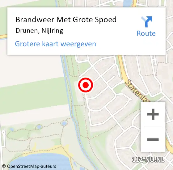 Locatie op kaart van de 112 melding: Brandweer Met Grote Spoed Naar Drunen, Nijlring op 10 december 2024 11:22