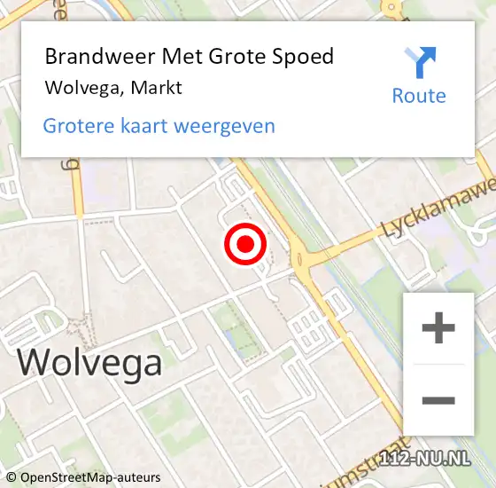 Locatie op kaart van de 112 melding: Brandweer Met Grote Spoed Naar Wolvega, Markt op 10 december 2024 11:27