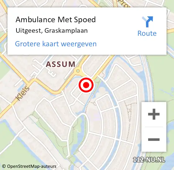 Locatie op kaart van de 112 melding: Ambulance Met Spoed Naar Uitgeest, Graskamplaan op 10 december 2024 11:35