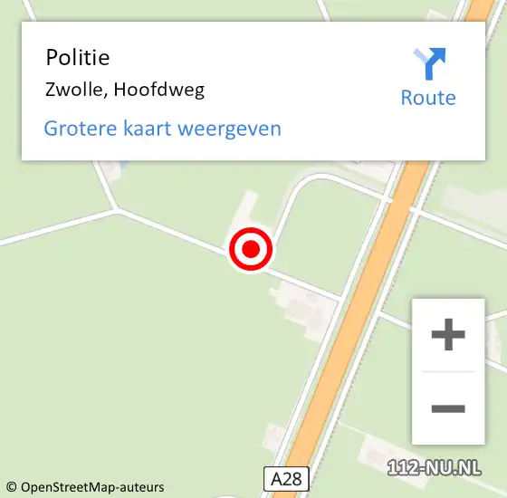 Locatie op kaart van de 112 melding: Politie Zwolle, Hoofdweg op 10 december 2024 11:46