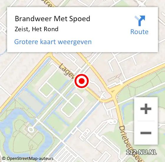 Locatie op kaart van de 112 melding: Brandweer Met Spoed Naar Zeist, Het Rond op 10 december 2024 11:50