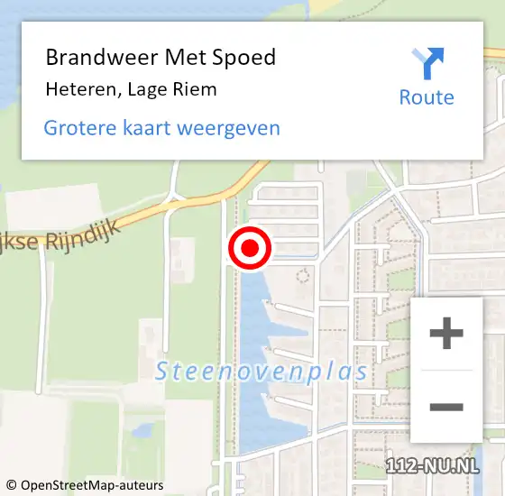 Locatie op kaart van de 112 melding: Brandweer Met Spoed Naar Heteren, Lage Riem op 10 december 2024 11:59