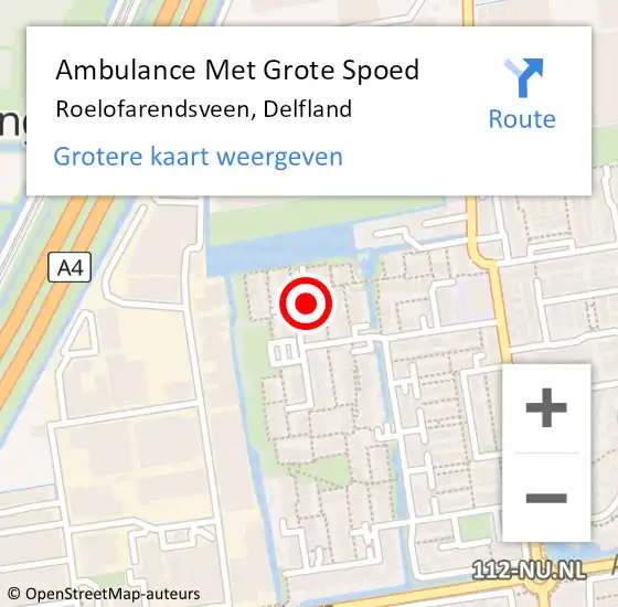 Locatie op kaart van de 112 melding: Ambulance Met Grote Spoed Naar Roelofarendsveen, Delfland op 29 oktober 2014 21:47