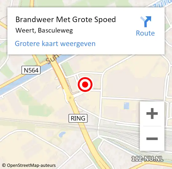 Locatie op kaart van de 112 melding: Brandweer Met Grote Spoed Naar Weert, Basculeweg op 10 december 2024 12:41