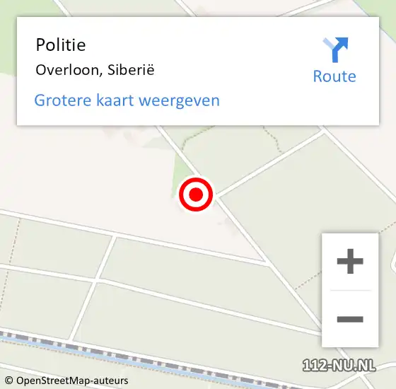 Locatie op kaart van de 112 melding: Politie Overloon, Siberië op 10 december 2024 13:00