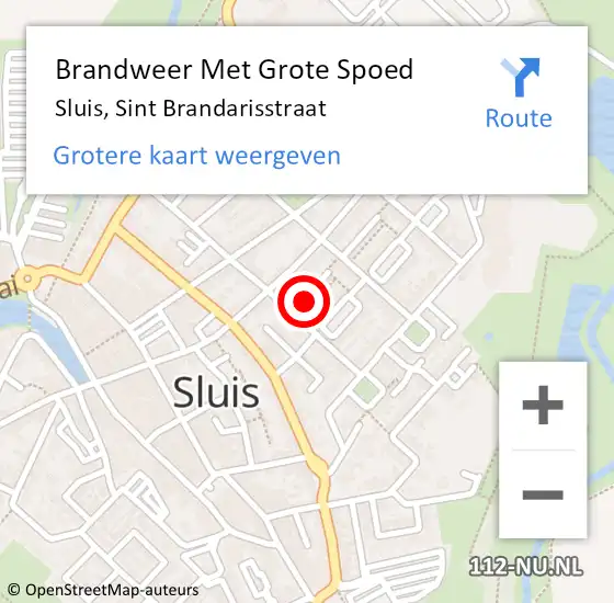 Locatie op kaart van de 112 melding: Brandweer Met Grote Spoed Naar Sluis, Sint Brandarisstraat op 10 december 2024 13:01