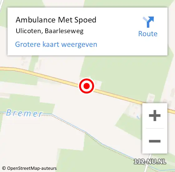 Locatie op kaart van de 112 melding: Ambulance Met Spoed Naar Ulicoten, Baarleseweg op 29 oktober 2014 21:57