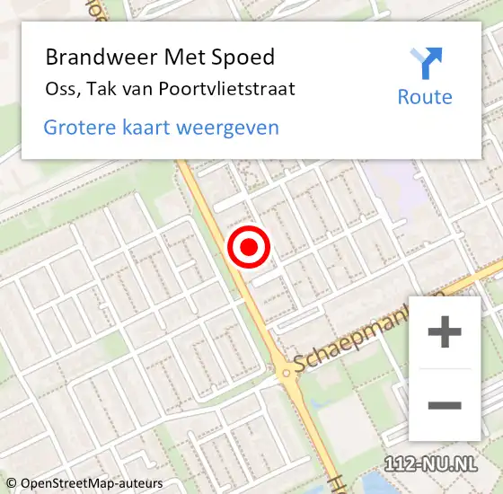 Locatie op kaart van de 112 melding: Brandweer Met Spoed Naar Oss, Tak van Poortvlietstraat op 10 december 2024 13:23