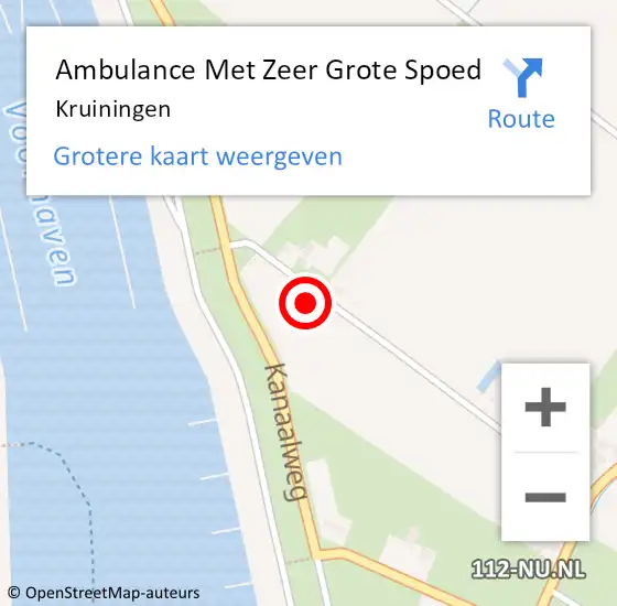 Locatie op kaart van de 112 melding: Ambulance Met Zeer Grote Spoed Naar Kruiningen op 10 december 2024 13:25