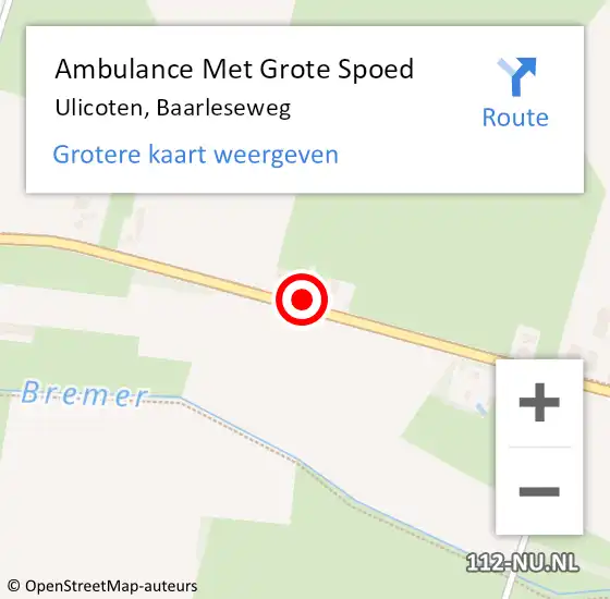 Locatie op kaart van de 112 melding: Ambulance Met Grote Spoed Naar Ulicoten, Baarleseweg op 29 oktober 2014 21:59