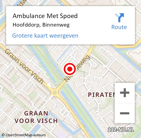 Locatie op kaart van de 112 melding: Ambulance Met Spoed Naar Hoofddorp, Binnenweg op 10 december 2024 13:54