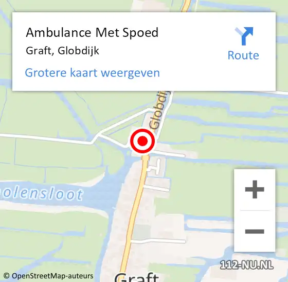 Locatie op kaart van de 112 melding: Ambulance Met Spoed Naar Graft, Globdijk op 10 december 2024 14:03