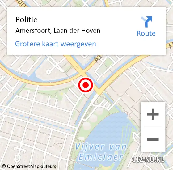 Locatie op kaart van de 112 melding: Politie Amersfoort, Laan der Hoven op 10 december 2024 14:07