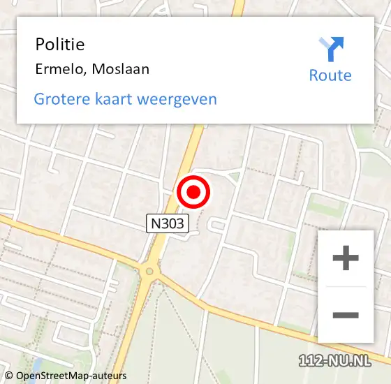 Locatie op kaart van de 112 melding: Politie Ermelo, Moslaan op 10 december 2024 14:11