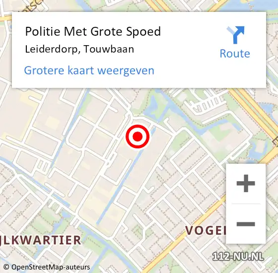 Locatie op kaart van de 112 melding: Politie Met Grote Spoed Naar Leiderdorp, Touwbaan op 10 december 2024 14:15