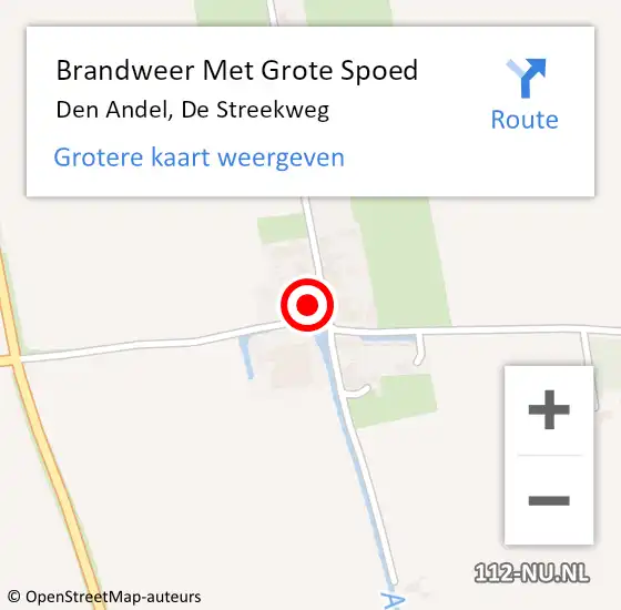 Locatie op kaart van de 112 melding: Brandweer Met Grote Spoed Naar Den Andel, De Streekweg op 10 december 2024 14:17
