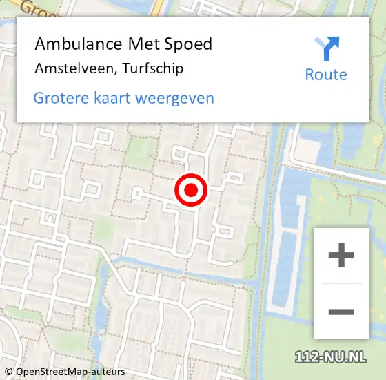 Locatie op kaart van de 112 melding: Ambulance Met Spoed Naar Amstelveen, Turfschip op 10 december 2024 14:22