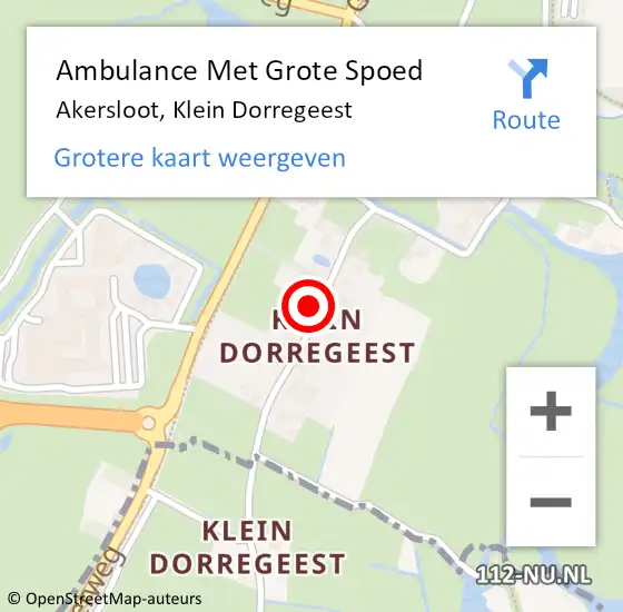 Locatie op kaart van de 112 melding: Ambulance Met Grote Spoed Naar Akersloot, Klein Dorregeest op 10 december 2024 14:27