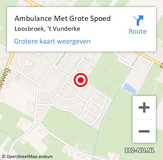 Locatie op kaart van de 112 melding: Ambulance Met Grote Spoed Naar Loosbroek, 't Vunderke op 19 oktober 2013 09:35